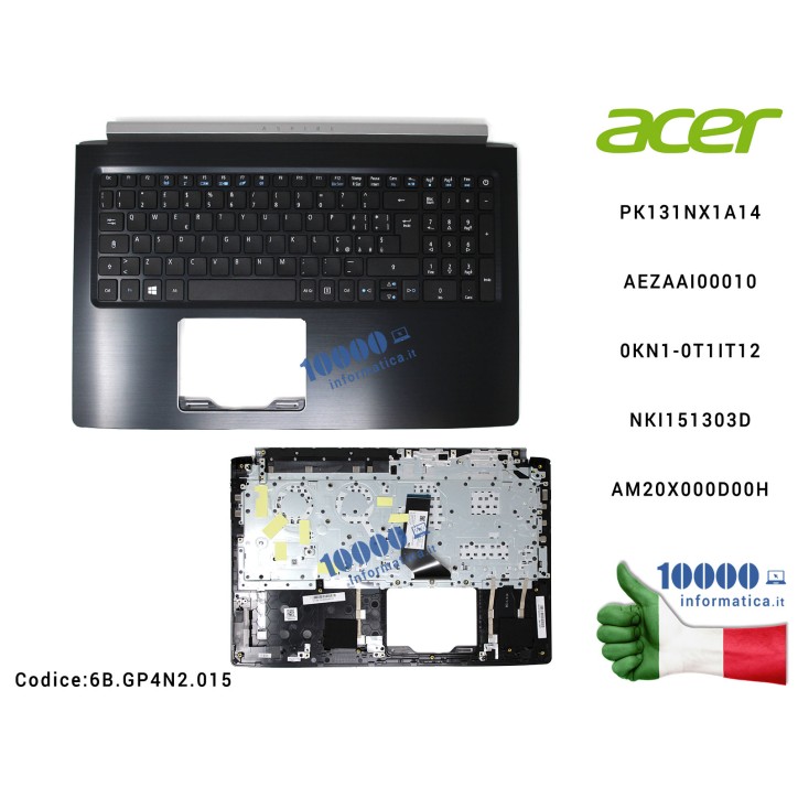Tastiera Italiana Completa di Top Case Superiore ACER Aspire A515-41G A515-51 A515-51G PK131NX1A14 AEZAAI00010 0KN1-0T1IT12 LV5T