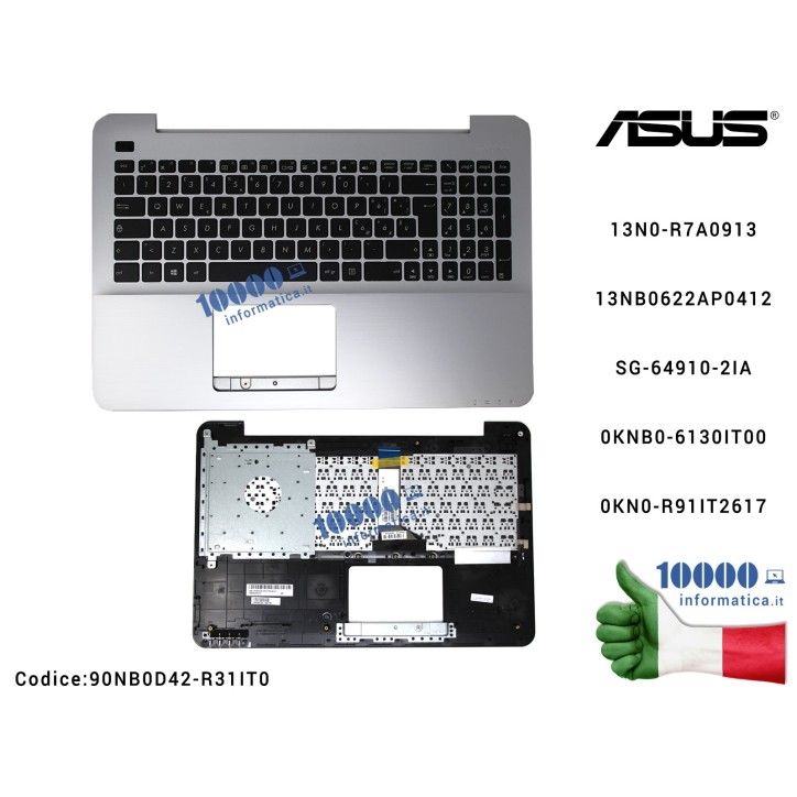Tastiera Italiana Completa di Top Case Superiore ASUS F555QG X555QG [SILVER] 13N0-R7A0913 13NB0622AP0412 SG-64910-2IA 0KNB0-6130