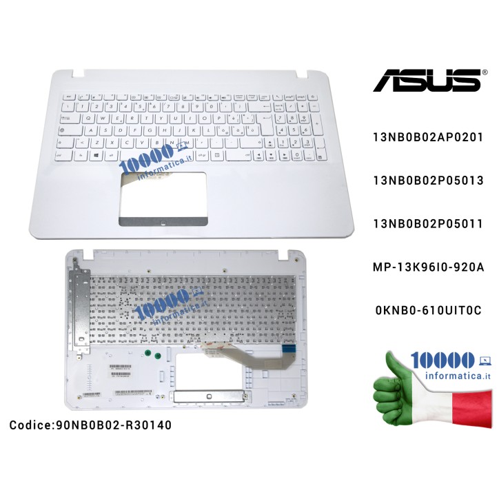 Tastiera Italiana Completa di Top Case Superiore ASUS VivoBook X540 (White) X540L X540LA F540 F540L F540LA X540SA [BIANCA] 13NB0