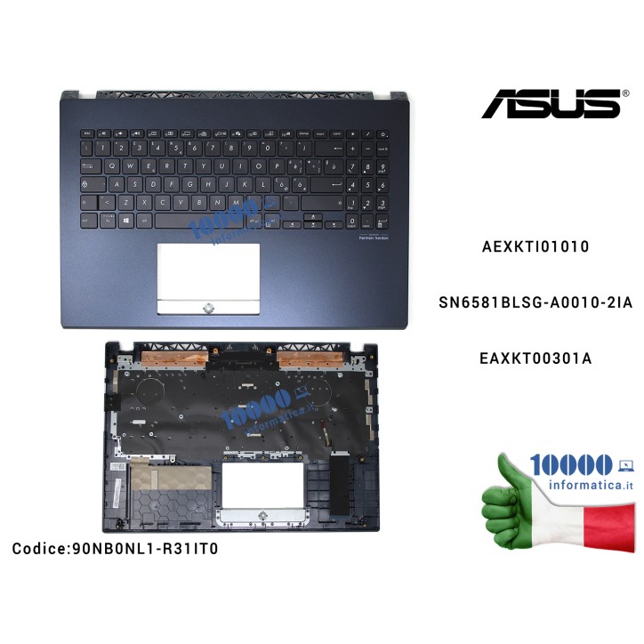 Tastiera Retroilluminata Italiana Completa di Top Case Superiore ASUS F571 X571 (Star Black) X571G X571GD X571GT F571G F571GT K5