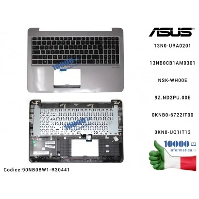 Tastiera Italiana Completa di Top Case Superiore ASUS ZenBook UX510U UX510UX UX510UW [Retroilluminata] 13N0-URA0201 13NB0CB1AM0301 NSK-WH00E 9Z.ND2PU.00E 0KNB0-6722IT00 0KN0-UQ1IT13
