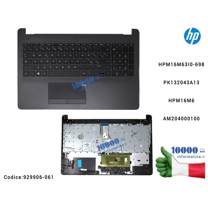 Tastiera Italiana Completa di Top Case Superiore Palmrest [Dark Ash Silver] HP Pavilion 15-BR 15-BS 15-BW 250 G6 255 G6 TPN-C129