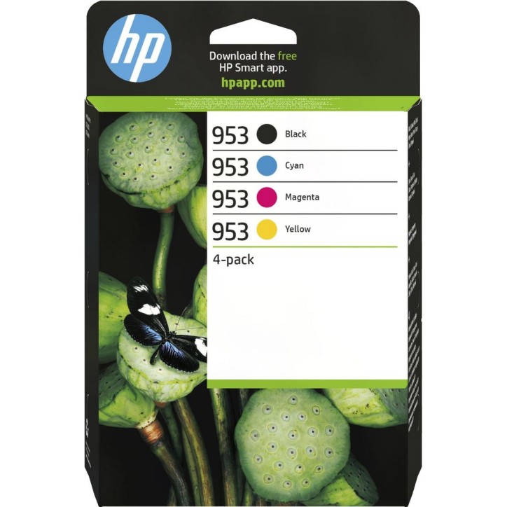 6ZC69AE HP 953 4-pack Black/Cyan/Magenta/Yellow Original Ink Cartridges