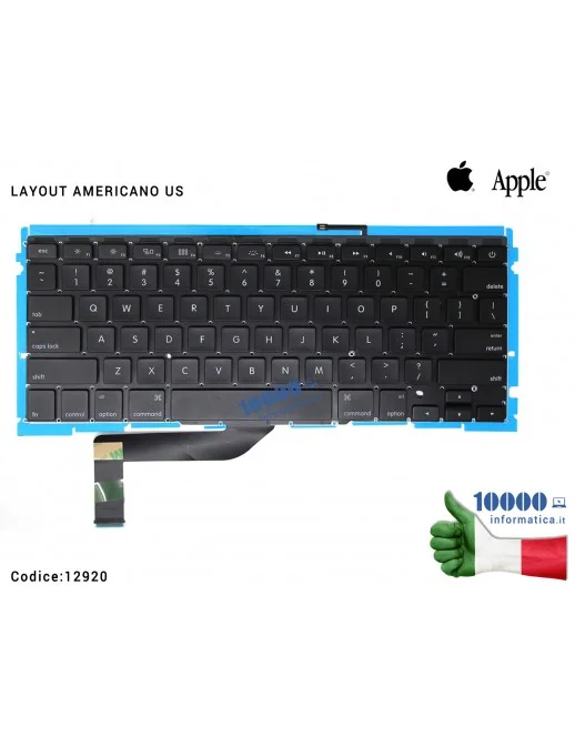 12920 Tastiera Straniera APPLE MacBook Pro Retina 15" A1398 (2012) (2013) [LAYOUT AMERICANO US] [RETROILLUMINATA] MC975 MC976...
