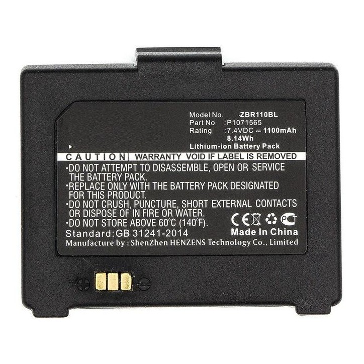 MBXPR-BA043 CoreParts Battery for Zebra Printer 8.14Wh Li-ion 7.4V 1100mAh Black, P1070125-008, P1071565 ZQ110, P1071566