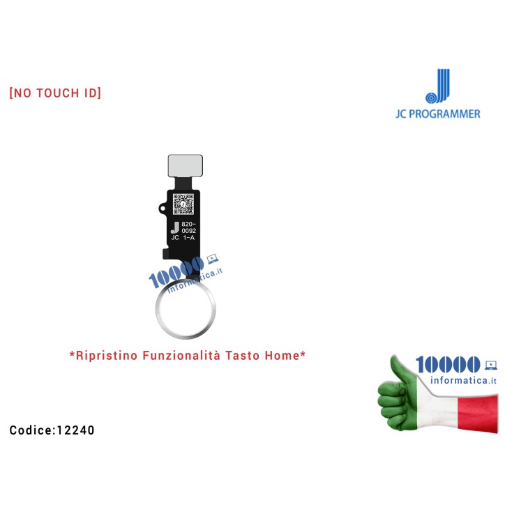 Tasto Home JC Final Edition [BIANCO-SILVER] Ripristino Pulsante Centrale APPLE iPhone 7 7G (A1660) (A1778) (A1779) 7+/ 8 / 8+ Flex Cable Ribbon Button [NO TOUCH ID]