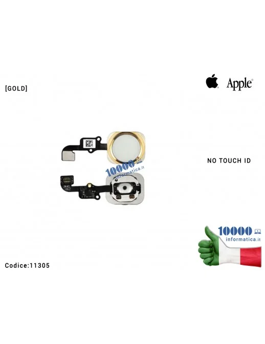 11305 Tasto Home [BIANCO-GOLD] Pulsante Centrale APPLE iPhone 6 4,7'' 6G (A1549) (A1586) (A1589) Flex Cable Ribbon Button [NO...