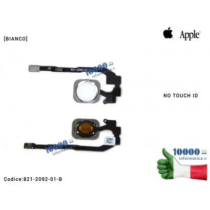 821-2092-01-B Tasto Home [BIANCO] Pulsante Centrale APPLE iPhone 5S (A1453) (A1518) (A1528) (A1530) (A1533) Flex Cable Ribbon...
