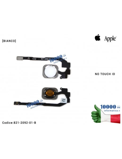 821-2092-01-B Tasto Home [BIANCO] Pulsante Centrale APPLE iPhone 5S (A1453) (A1518) (A1528) (A1530) (A1533) Flex Cable Ribbon...