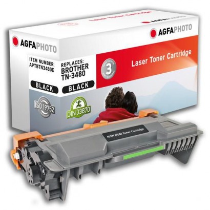 APTBTN3480E AgfaPhoto Laser cartridge replacement for TN-3480, Black TN-3480