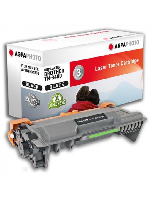 APTBTN3480E AgfaPhoto Laser cartridge replacement for TN-3480, Black TN-3480