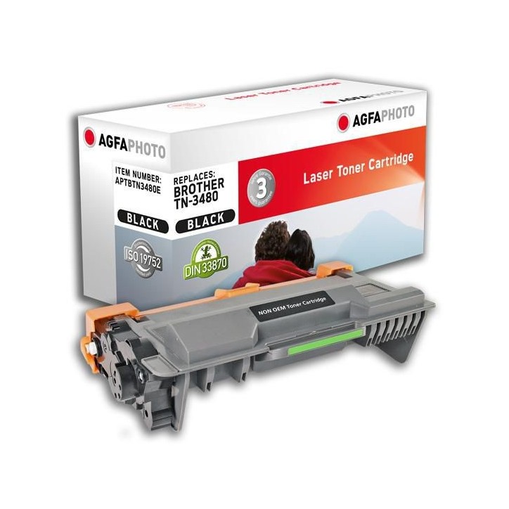 APTBTN3480E AgfaPhoto Laser cartridge replacement for TN-3480, Black TN-3480