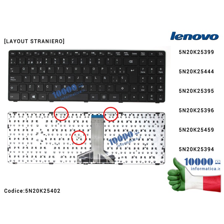 Tastiera Straniera LENOVO IdeaPad 100-15IBD [LAYOUT TRASF. ADESIVI ITALIANO] [WIN 8]
