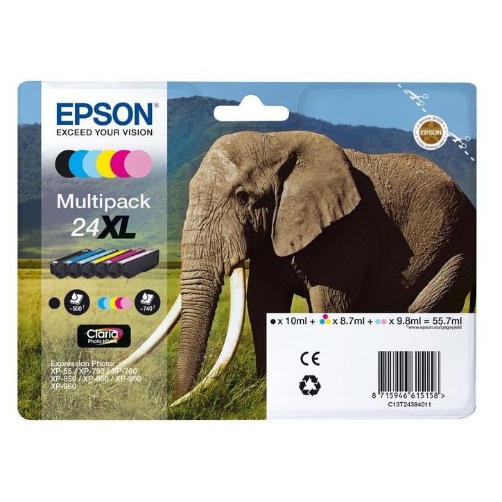 C13T24384021 Epson Multipack 6-colours 24XL Claria Photo HD Ink 1