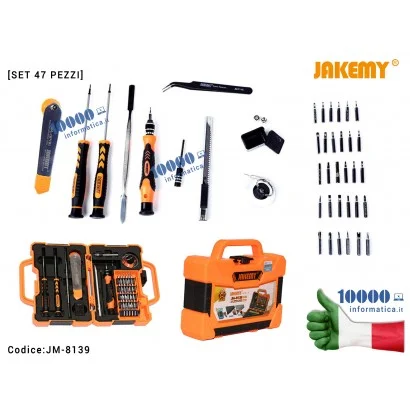 JM-8139 Kit di riparazione JACKEMY JM-8139 [Set 47 pezzi] Cacciaviti Esagonali Torx mini Stella Kit per Riparazione Cellulari...