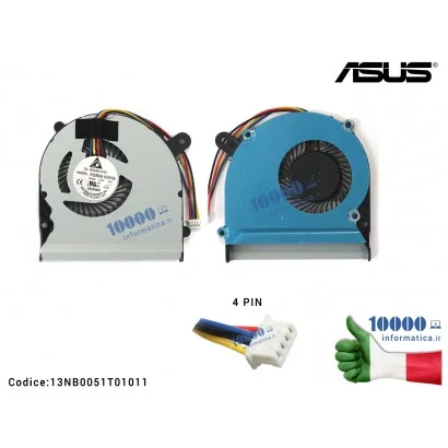 Ventola Fan CPU ASUS S400 S400C S400CA F502 F502C F502CA S500 S500C S500CA V500C X502 X502C (4 PIN) UDQFRYH89DAS KDB0605HB 13GN3P1AM010