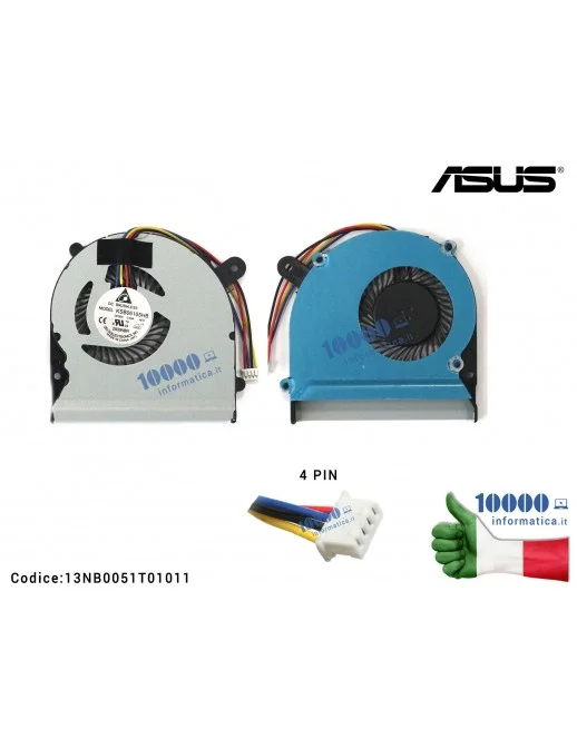 13NB0051T01011 Ventola Fan CPU ASUS S400 S400C S400CA F502 F502C F502CA S500 S500C S500CA V500C X502 X502C (4 PIN) UDQFRYH89D...