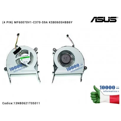 Ventola Fan CPU ASUS VivoBook X555LD F555L F555LB F555LD F555LF F555LN F555LP A455 A455L X455LD A555L X455 X555 K555 MF60070V1-C370-S9A KSB0605HBB6Y