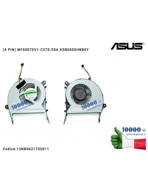 13NB0621T05011 Ventola di Raffreddamento Fan CPU ASUS VivoBook X555LD F555L F555LB F555LD F555LF F555LN F555LP A455 A455L X45...