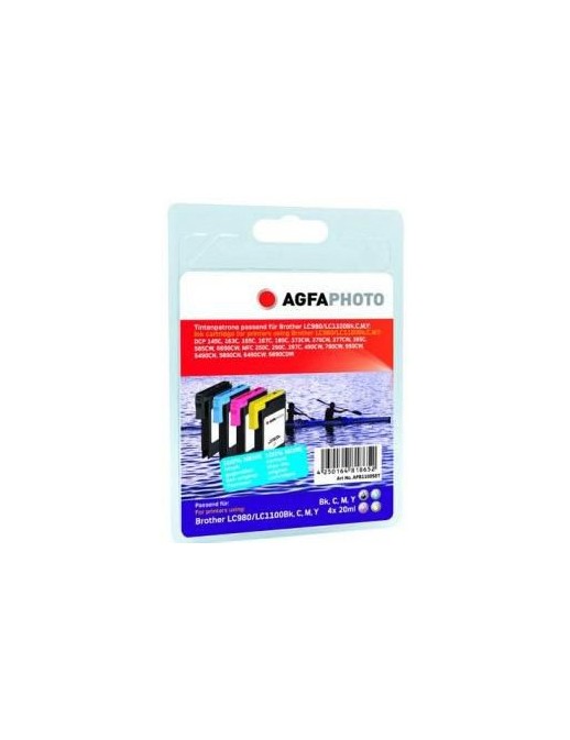 APB1100SETD AgfaPhoto LC980/1100, 4x20ml, black cayn, yellow, magenta LC980BK, LC1100BK, LC1100HYBK, LC980C, LC1100C, LC1100HYC,