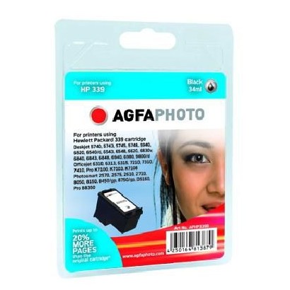 APHP339B AgfaPhoto cartridge black for printers using HP339 HP NO. 339 BLACK, C8767EE, APHP339B