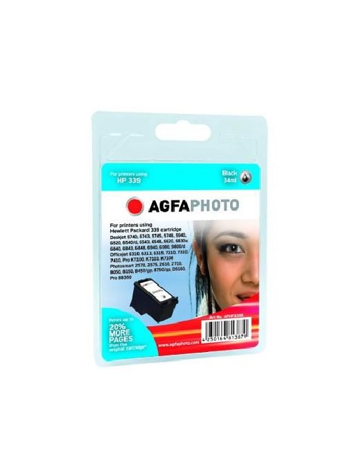 APHP339B AgfaPhoto cartridge black for printers using HP339 HP NO. 339 BLACK, C8767EE, APHP339B