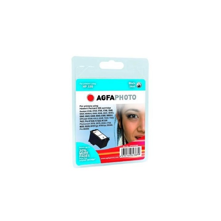 APHP339B AgfaPhoto cartridge black for printers using HP339 HP NO. 339 BLACK, C8767EE, APHP339B