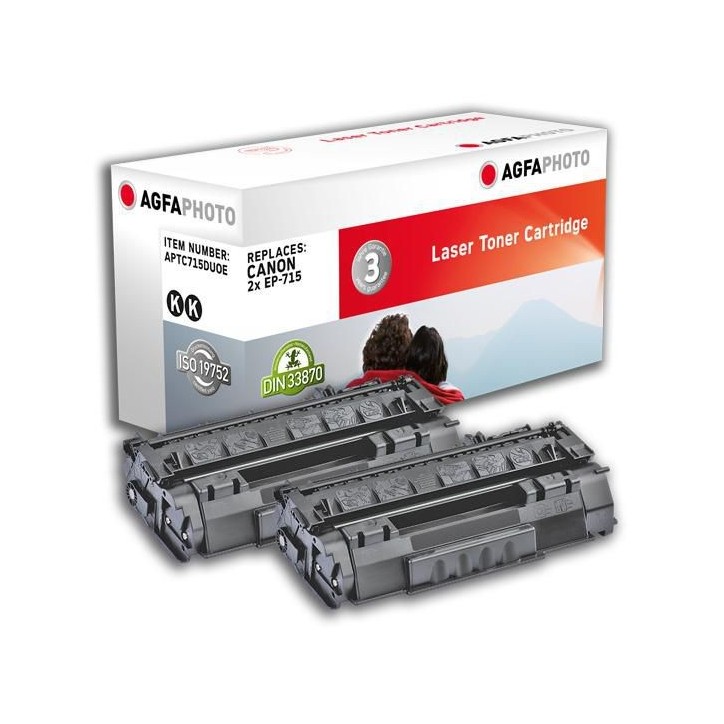 APTC715DUOE AgfaPhoto 2x 7000 page yield, f/Canon, Black