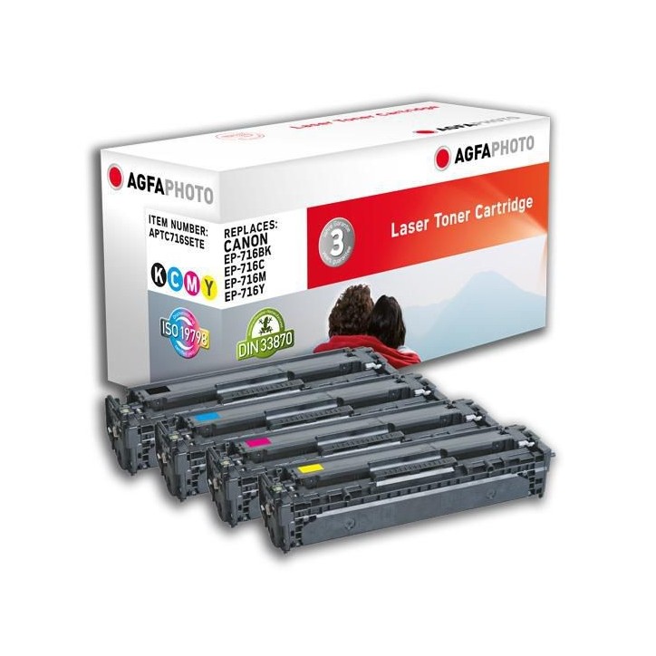 APTC716SETE AgfaPhoto 3x 1400 / 2200 page yield, f/Canon, BK/C/M/Y