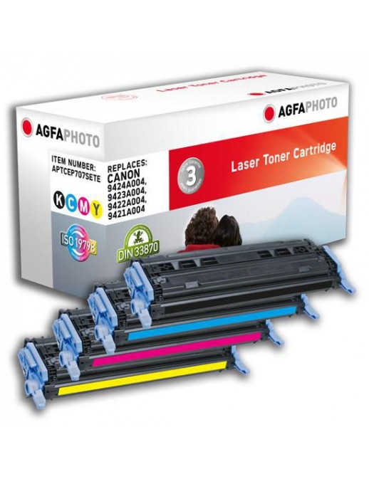 APTCEP707SETE APTCEP707SETE AgfaPhoto 3x 2000, 2500 page yield, f/Canon, BK/C/M/Y