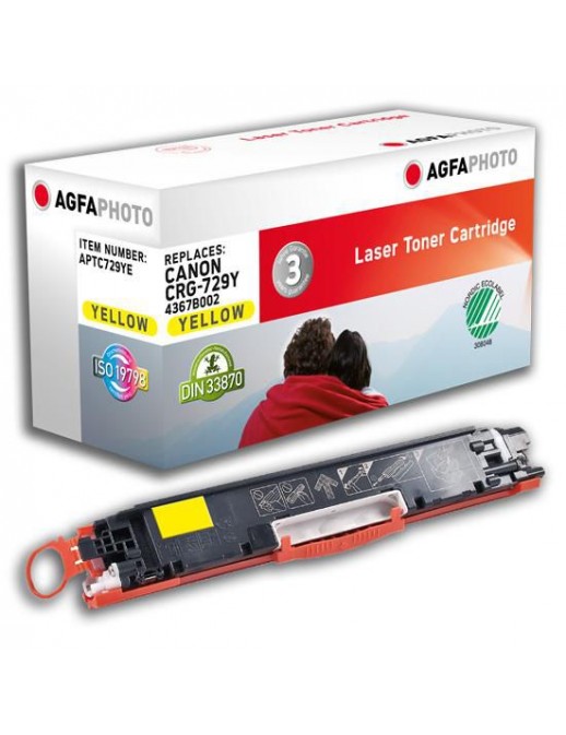 APTC729YE AgfaPhoto Toner Cartridge for Canon i-SENSYS LBP 7010C, 1000 pages, Yellow