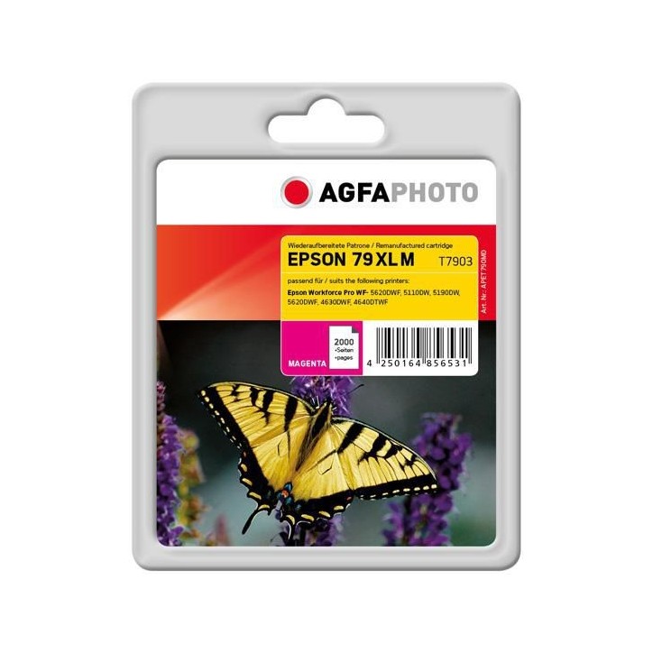 APET790MD AgfaPhoto Ink Cartridge for Epson WorkForce Pro WF-5620DWF, 2000 pages, Magenta