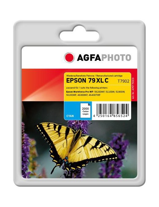 APET790CD AgfaPhoto Ink Cartridge for Epson WorkForce Pro WF-5620DWF, 2000 pages, Cyan