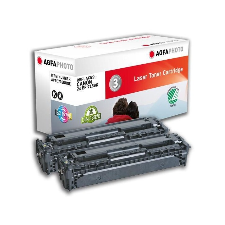 APTC716DUOE AgfaPhoto 2x 2200 page yield, f/Canon, Black APTC716DUOE AgfaPhoto 2x 2200 page yield, f/Canon, Black