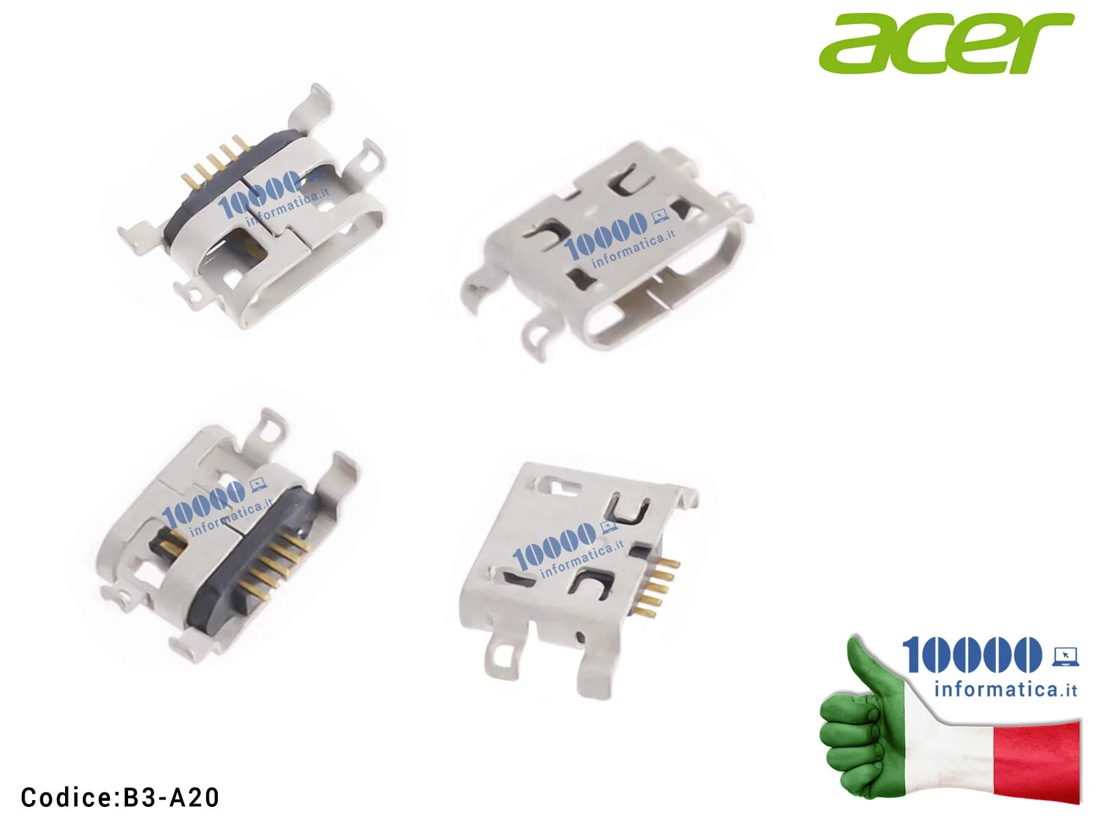 B3-A20 Connettore di Alimentazione micro USB DC Power Jack ACER One 7 B1-730 Iconia B3-A20 A5008