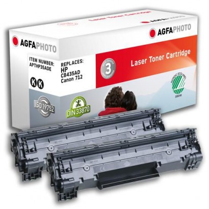 APTHP35ADE AgfaPhoto 2 x Laser cartridge replacement for HP CB435AD/ Canon 712, Black