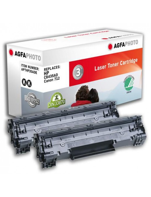 APTHP35ADE AgfaPhoto 2 x Laser cartridge replacement for HP CB435AD/ Canon 712, Black