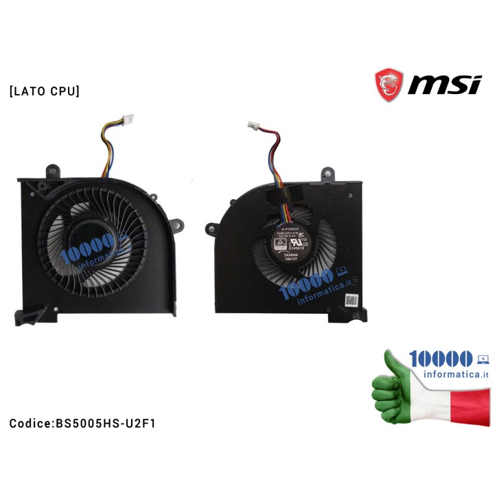 Ventola di Raffreddamento Fan CPU MSI Stealth Thin GS65 GS65VR P65 MS-16Q2 MS-16Q1 MS-16Q3 Stealth Pro GS63VR GS73VR BS5005HS-U2