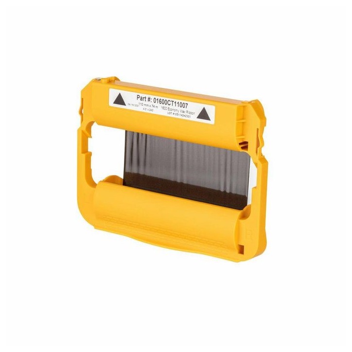 01600CT11007 Zebra Wax Ribbon, 110mmx74m (4.33inx242ft), 1600 Standard, cartridge ,6/box