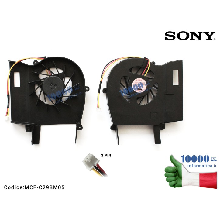 Ventola di Raffreddamento Fan CPU SONY Vaio VGN-CS VGN-CS11 CS31S CS21S PCG-3G2M MCF-C29BM05 PCG3C1M DQ5D566CE01 A1563411A A1754