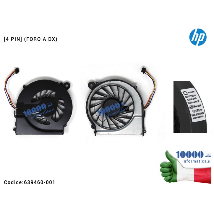Ventola Fan CPU HP 255 G1, 255 G1, 245 G1, 245 G1 (4 PIN) Ventola Fan CPU [4 PIN] (FORO A DX) HP Pavilion G4-1000 G6-1000 G62 G42 CQ42 CQ56 CQ58 CQ62 MF75120V1-C050-S9A DFS531105MC0T