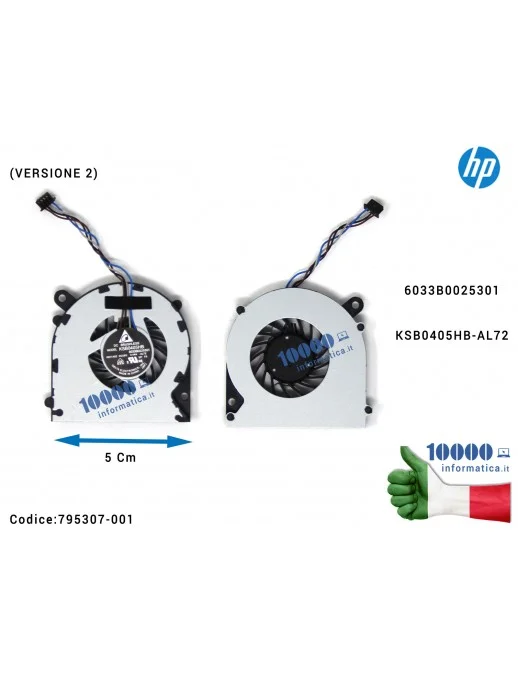 Ventola di Raffreddamento Fan CPU [5 cm] HP 260 G1 260 G2 (Versione 2) 6033B0025301 KSB0405HB-AL72