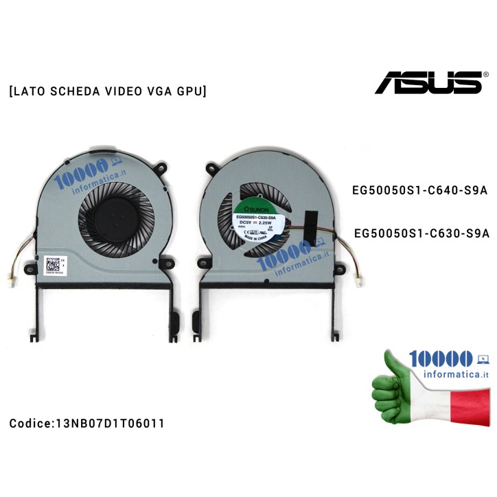 Ventola di Raffreddamento Fan GPU VGA ASUS ZenBook UX501J UX501JW N501J N501JW N501V N501VW EG50050S1-C640-S9A EG50050S1-C630-S9