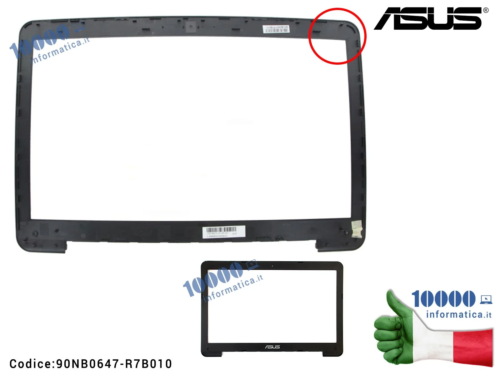 90NB0647-R7B010 Cornice Display Bezel LCD ASUS A555 A555L A555LD A555LN F555 K555 X554L X555 [Versione 2] 13N0-R5A5101 13NB06...