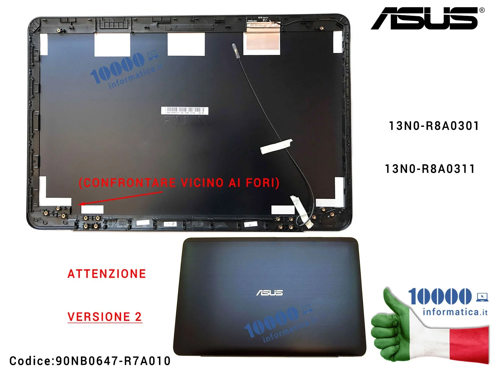 90NB0647-R7A010 Cover LCD [VERSIONE 2] ASUS X555LD A555L A555LD A555LN F555 K555 X554L 13N0-R8A030113N0-R8A0311 13N0-R8A0901 ...