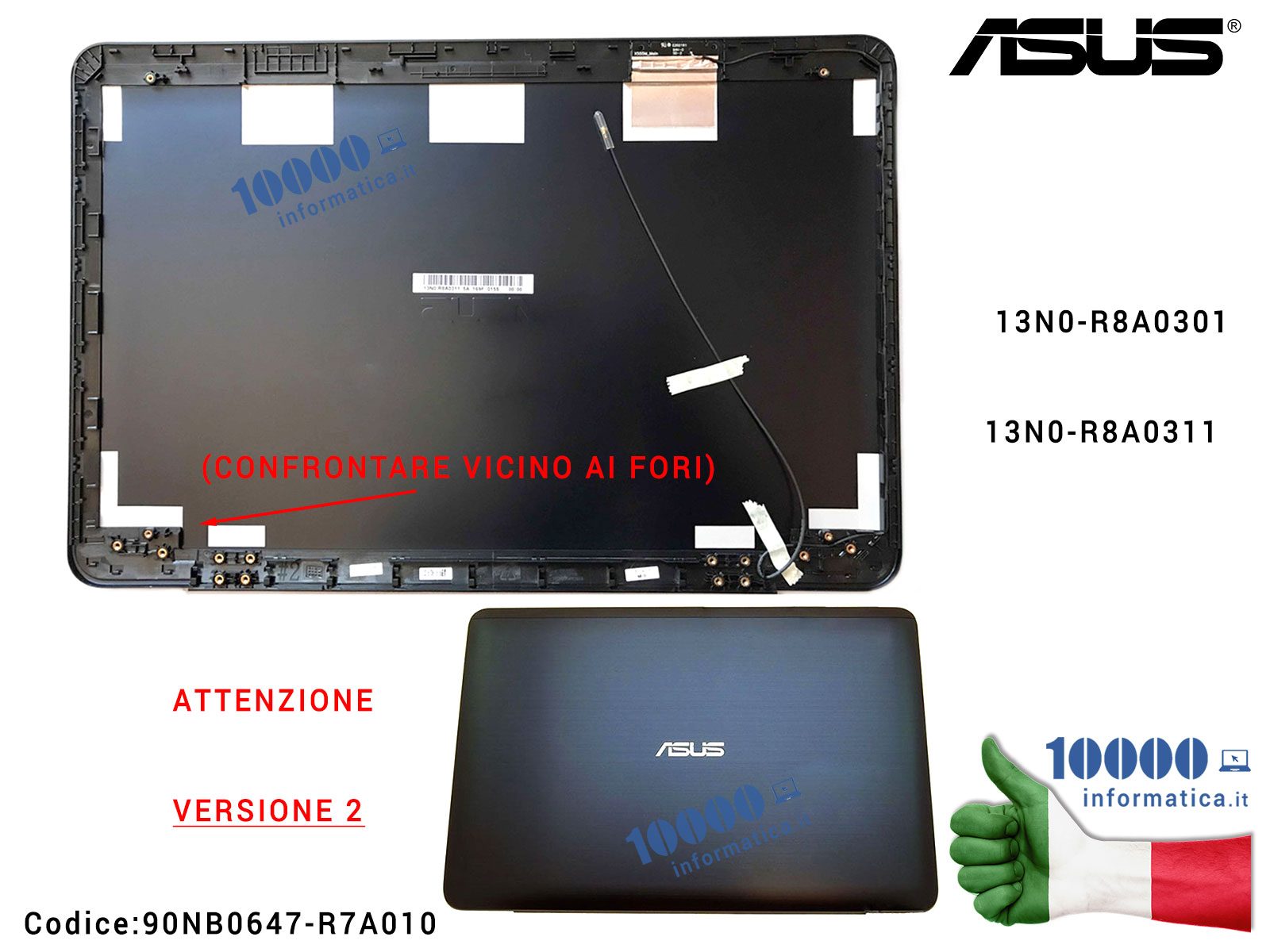 90NB0647-R7A010 Cover LCD [VERSIONE 2] ASUS X555LD A555L A555LD A55