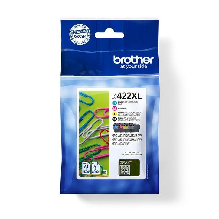 LC422XLVAL Brother Lc-422Xlval Ink Cartridge 4 Pc(S) Original Black, Cyan, Magenta, Yellow