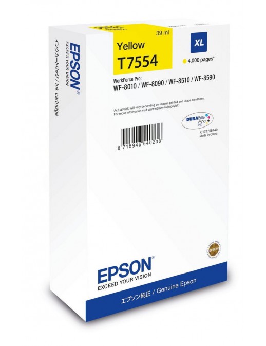 C13T75544N Epson Wf-8Xxx Series Ink Cartridge Xl Yellow