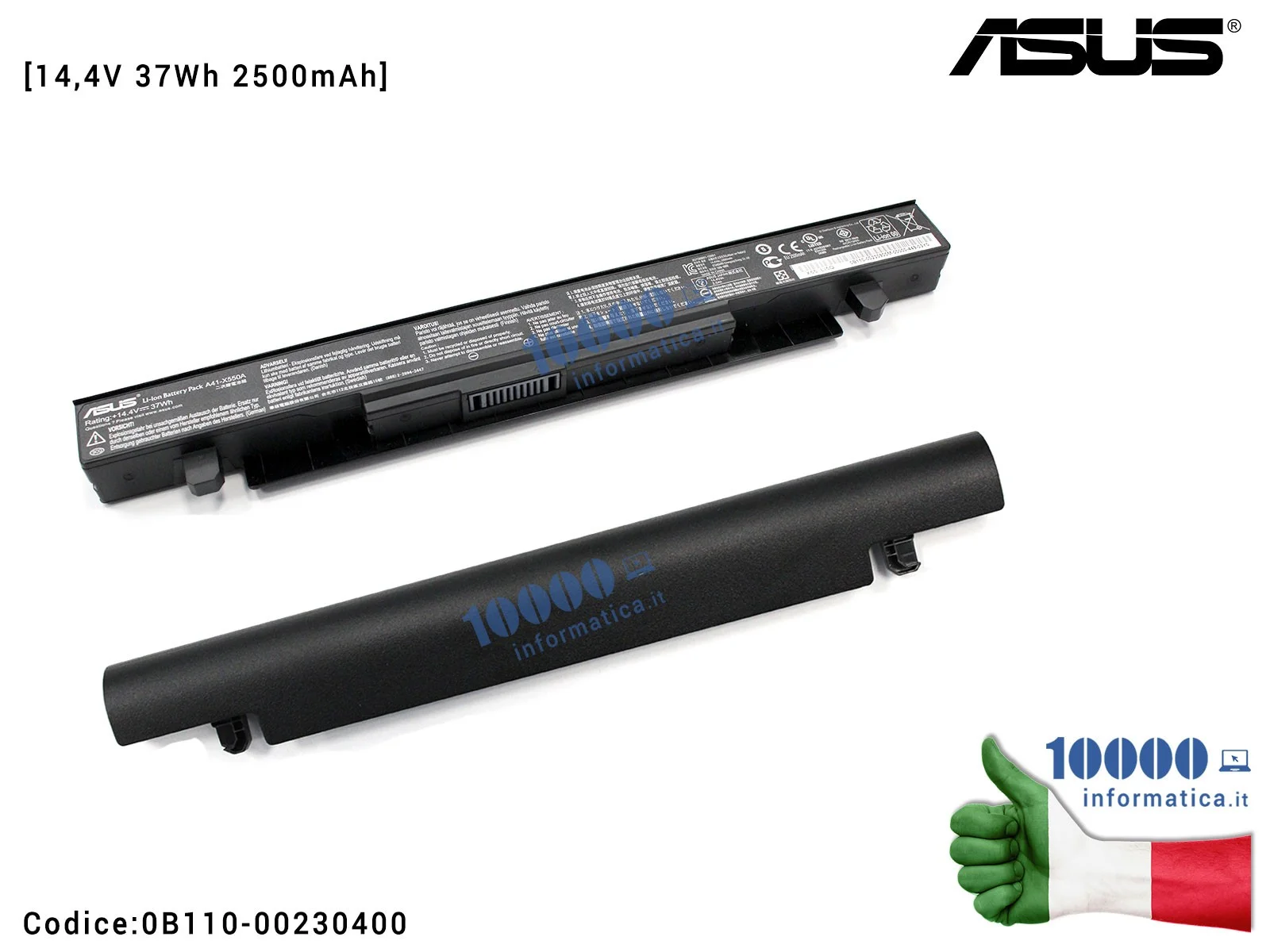 0B110-00230400 Batteria A41-X550A ASUS X550 F550 K450 X450 X552 [14,4V 37Wh 2500mAh]