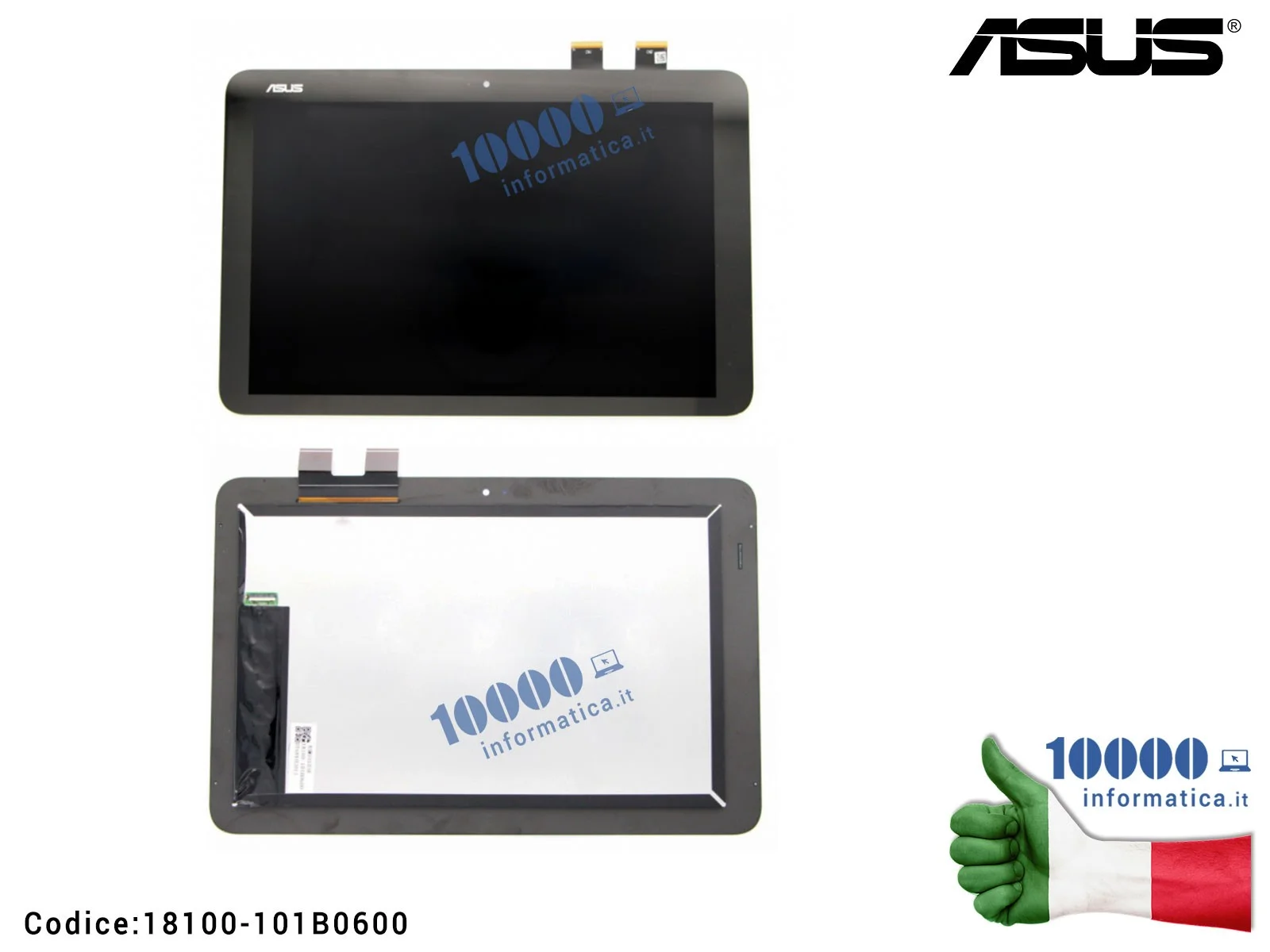 18100-101B0600 Display LCD con Vetro Touch Screen ASUS T102HA 10,1'' [SENZA CORNICE] 1280X800